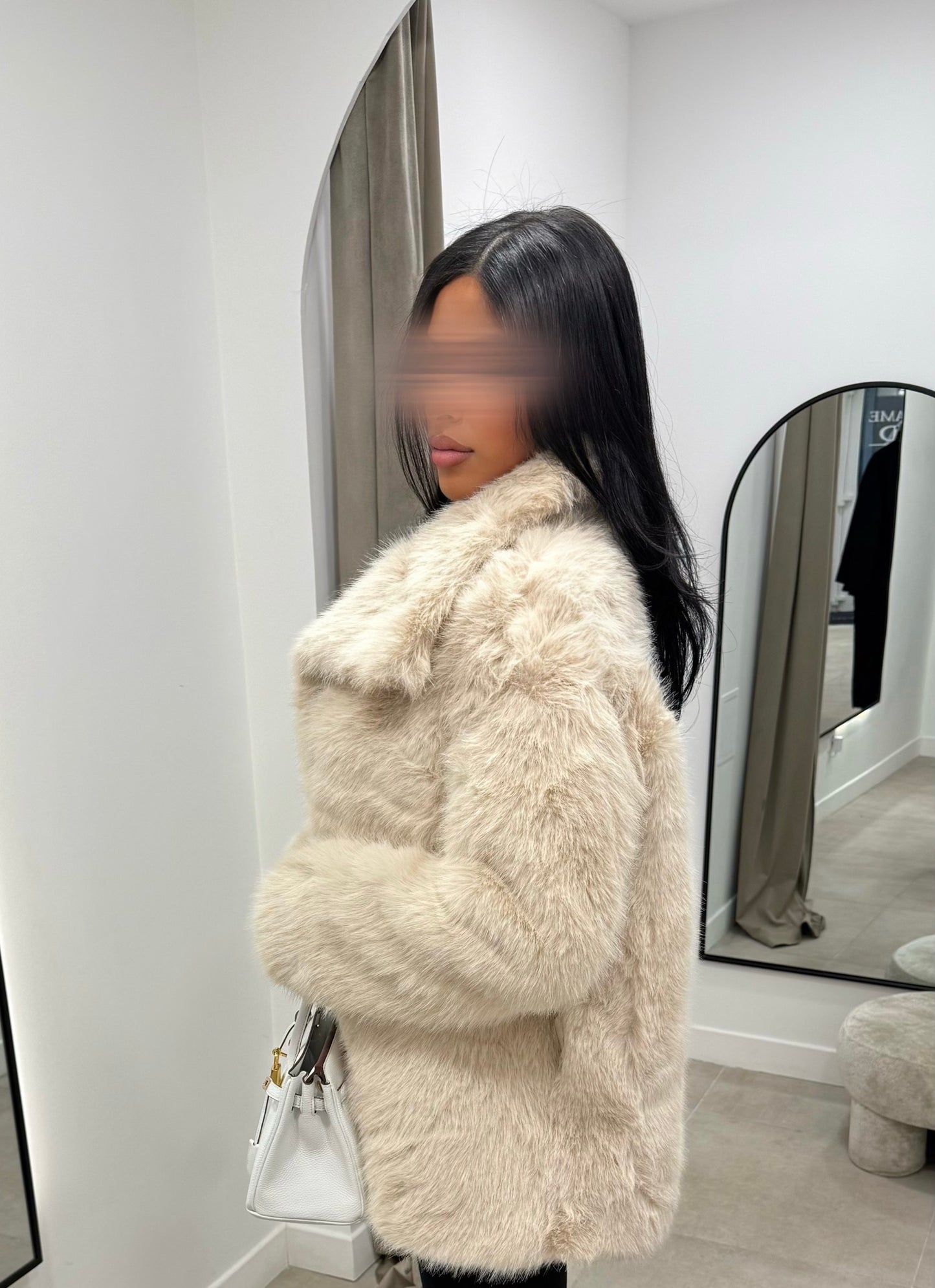 Veste fourrure vegan | Écru