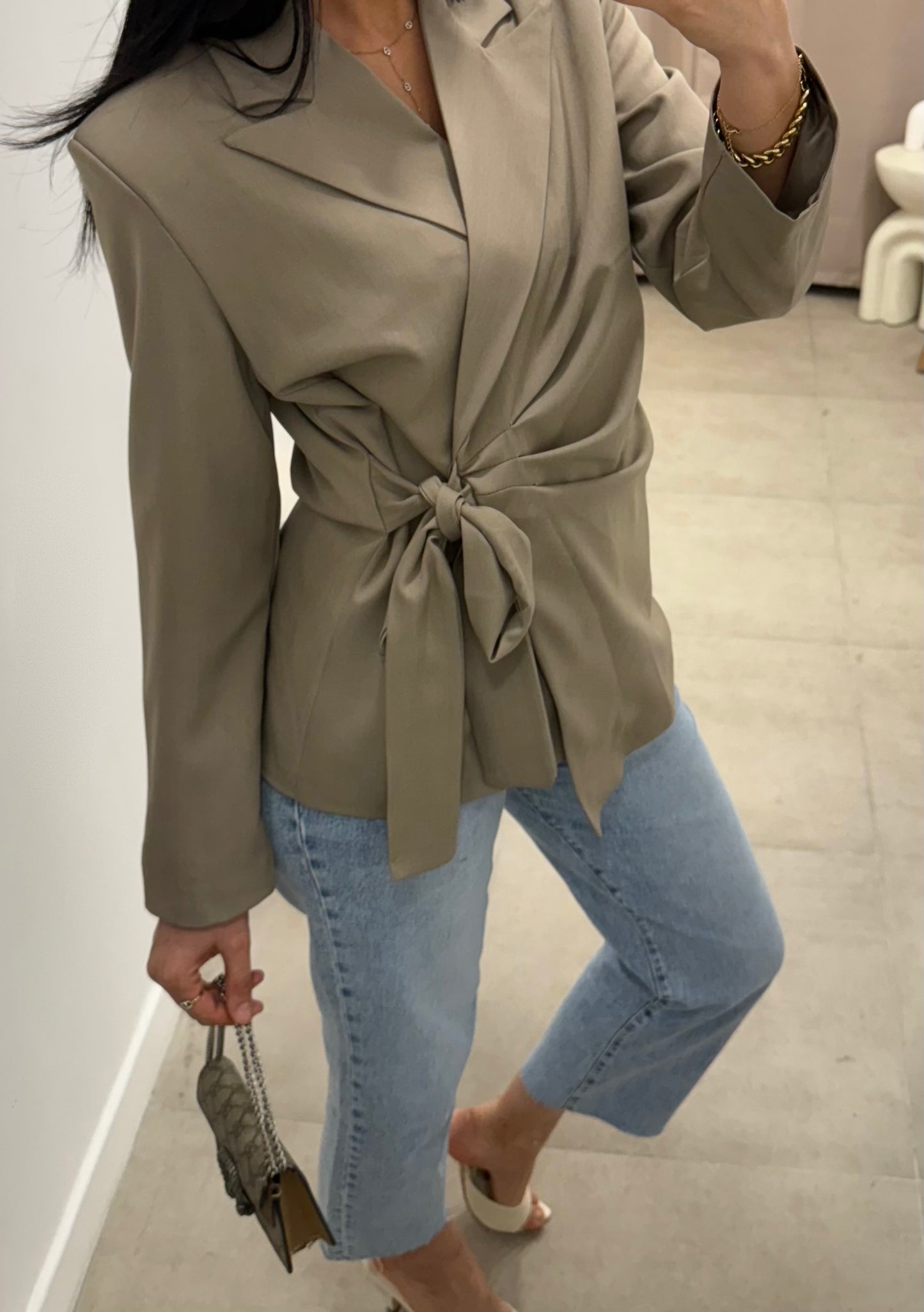 Veste blazer cache cœur | Beige