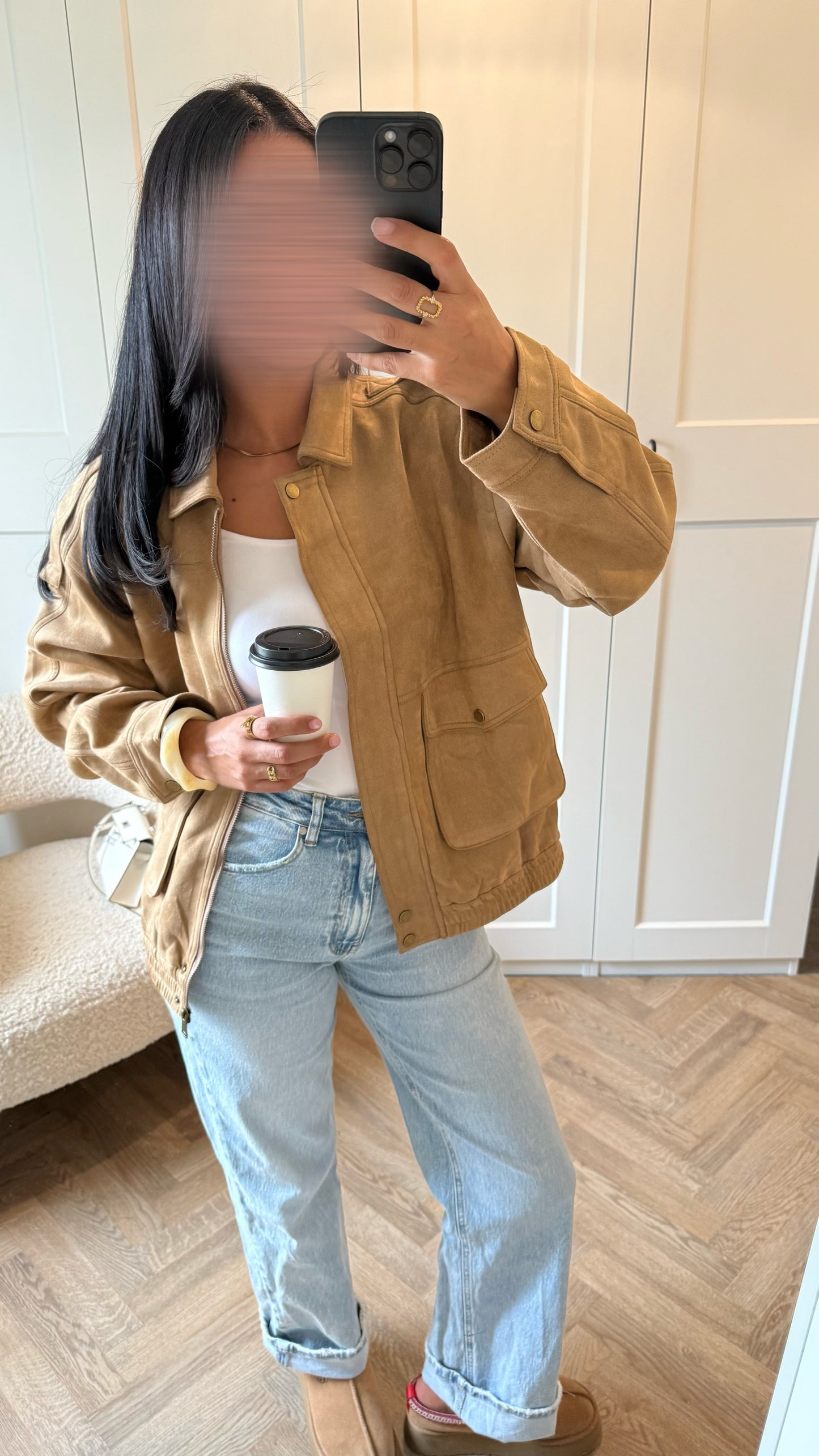Veste suedine oversize | Camel