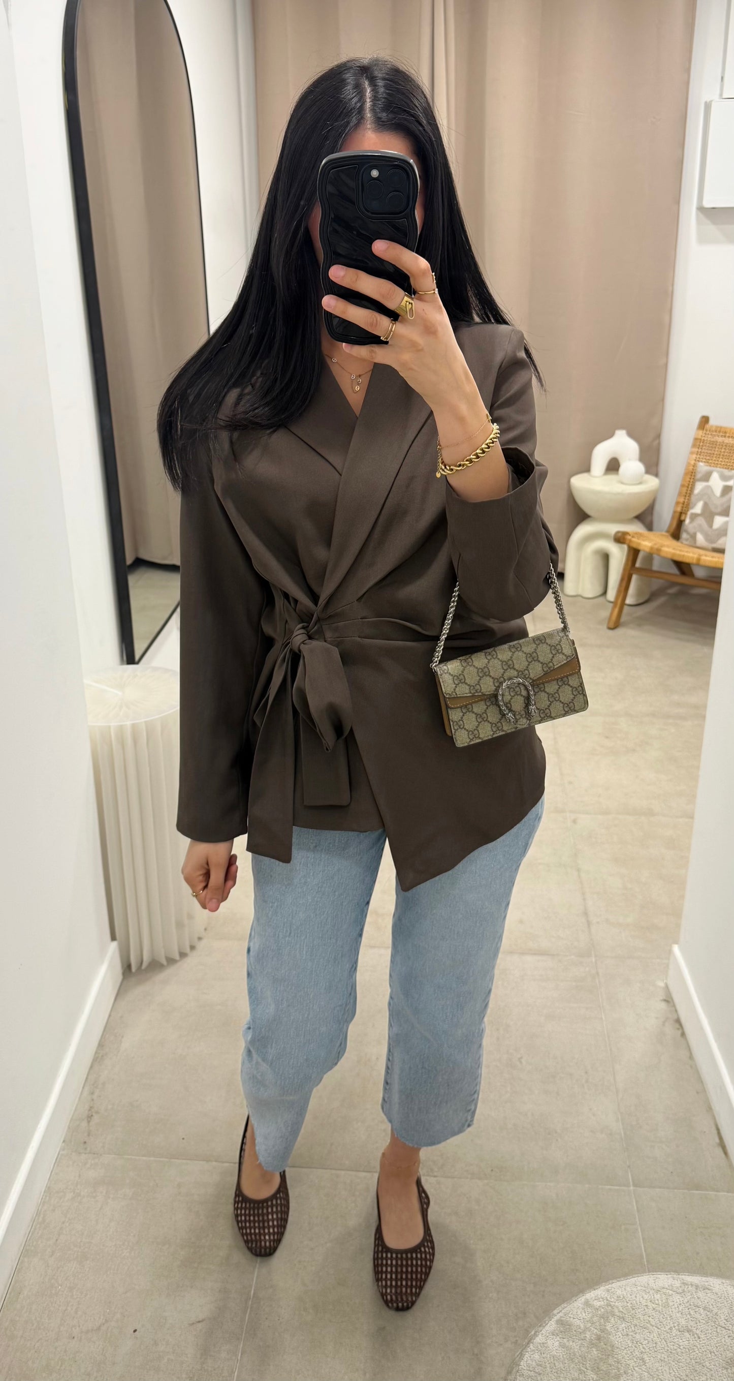 Veste blazer cache cœur | Chocolat