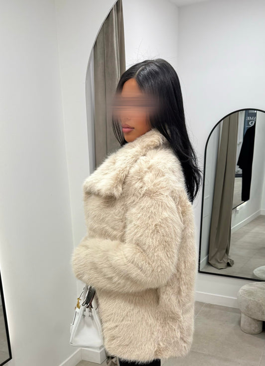Veste fourrure vegan | Écru