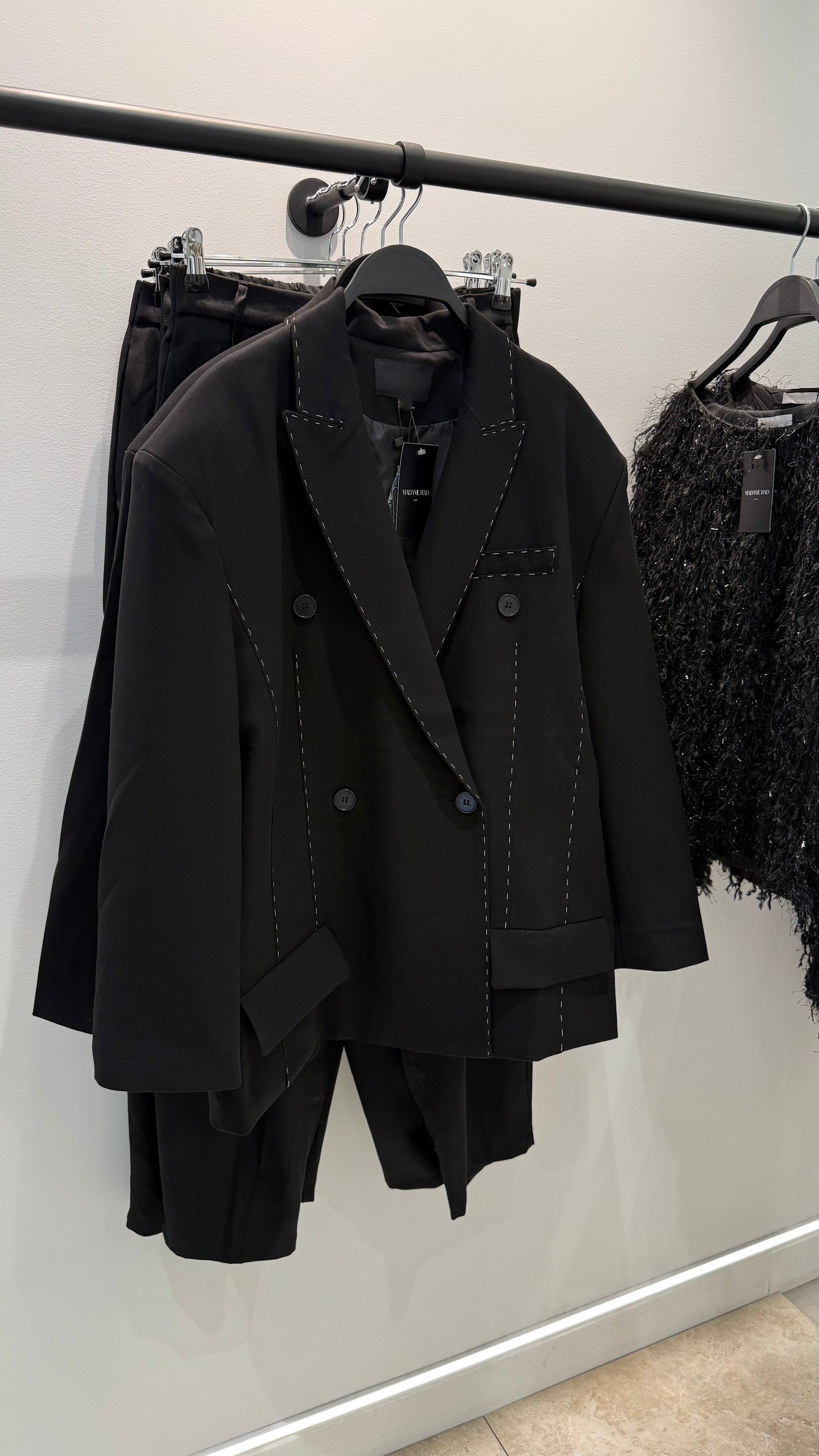 Blazer oversize à surpiqûres contrastées ZARA | Noir