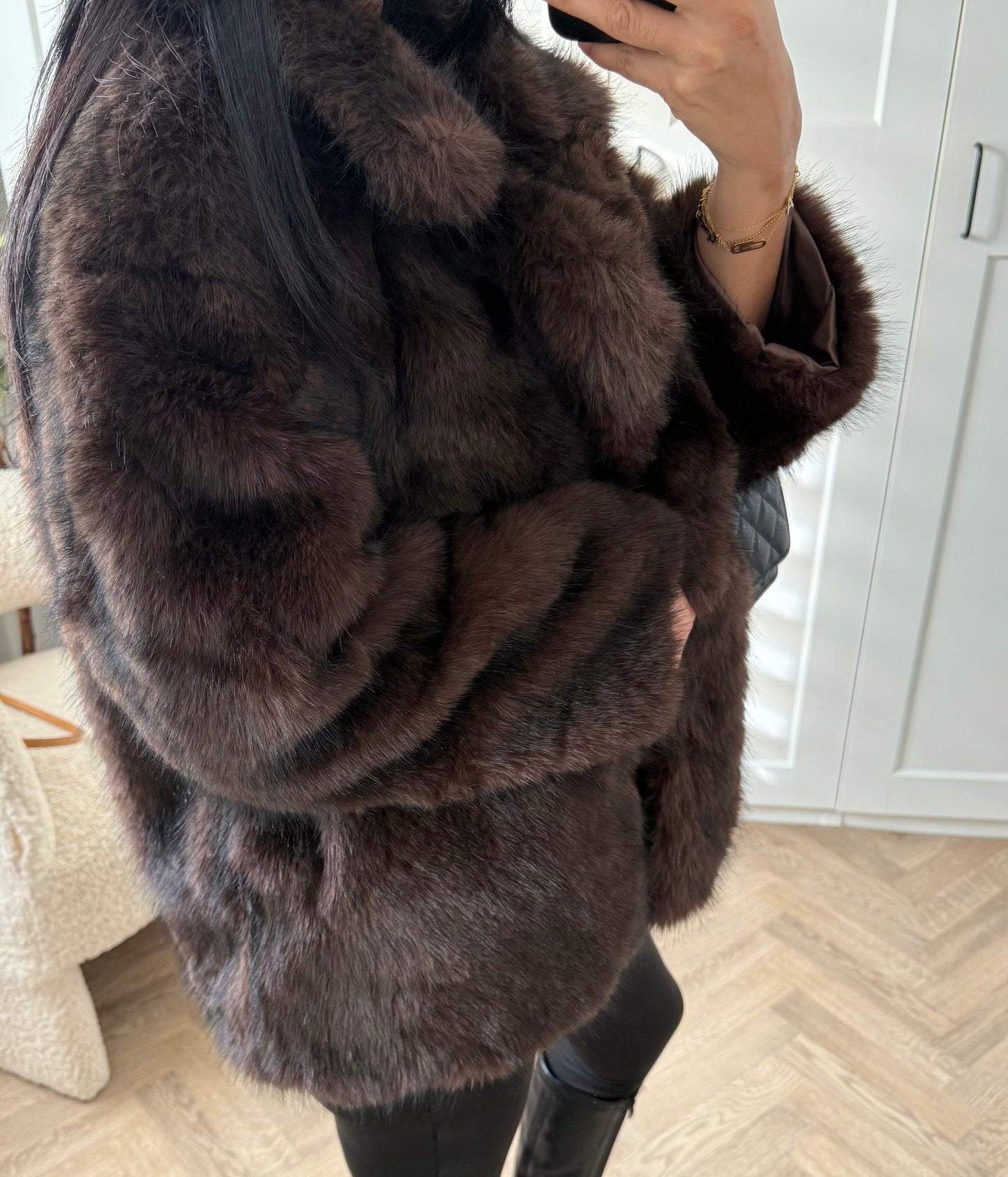 Veste fourrure vegan | Chocolat