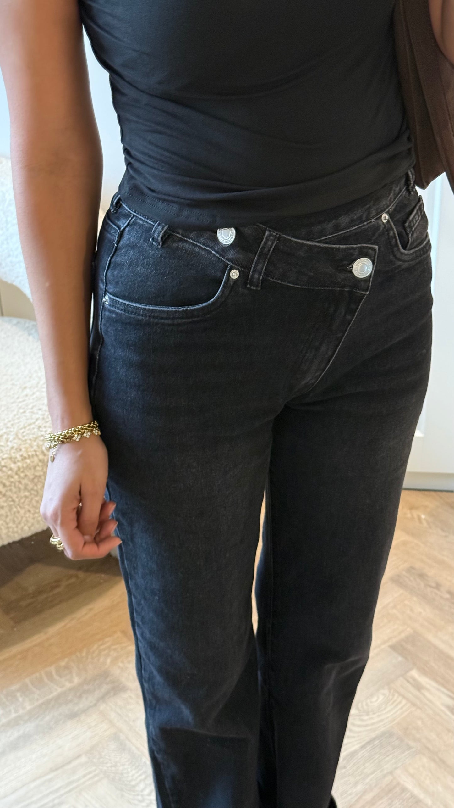 Jeans wide asymétrique | Noir
