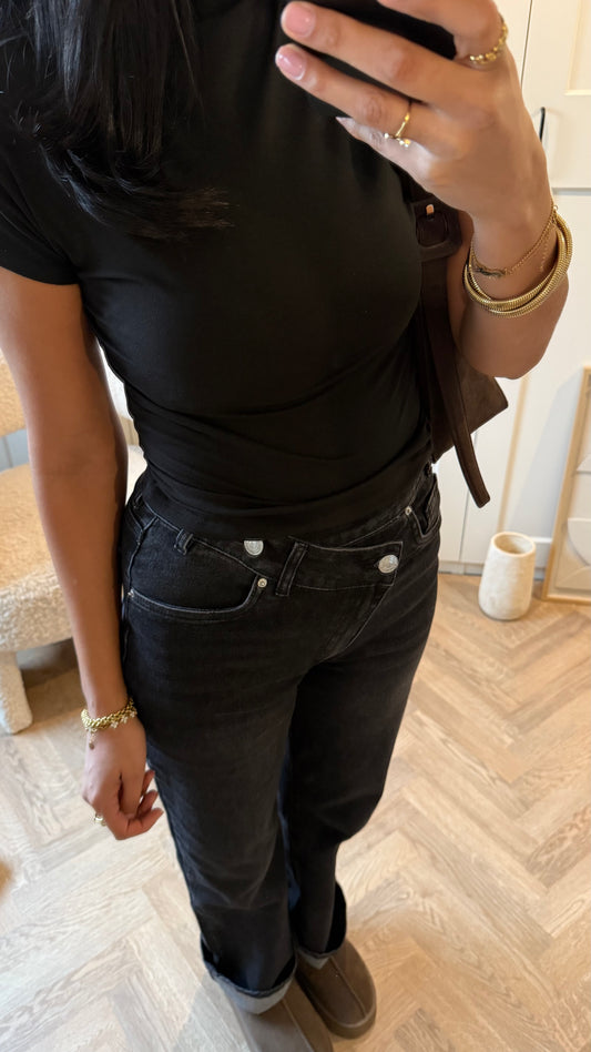 Jeans wide asymétrique | Noir