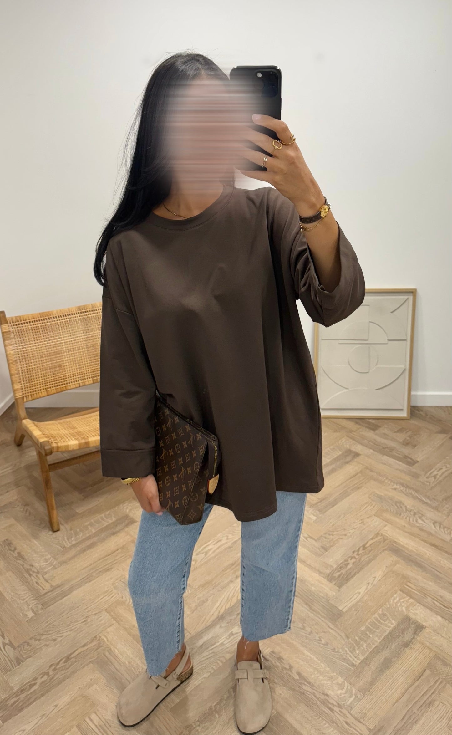 T-shirt long 100% coton | Chocolat
