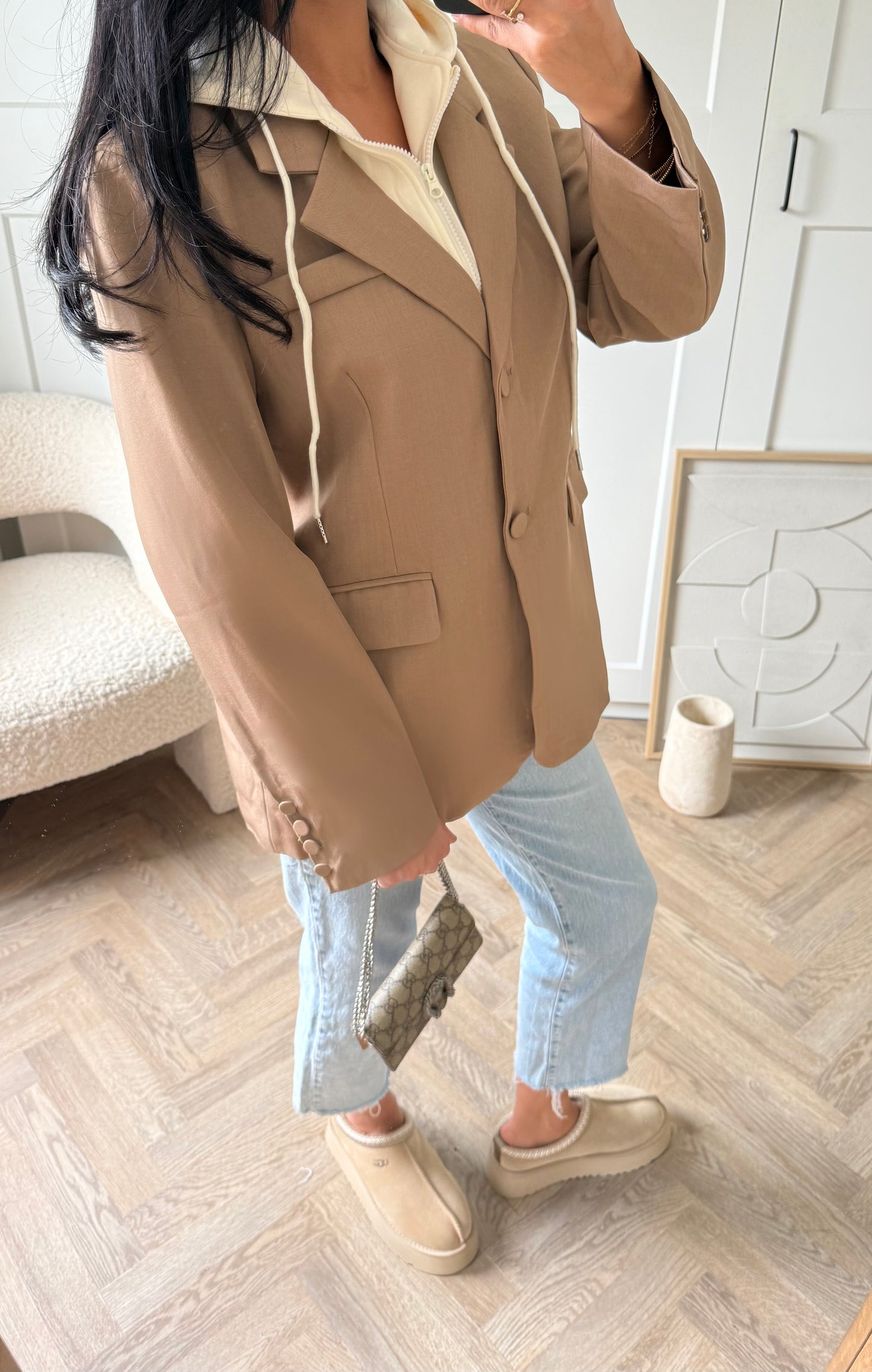 Blazer capuche intégrée premium | Taupe