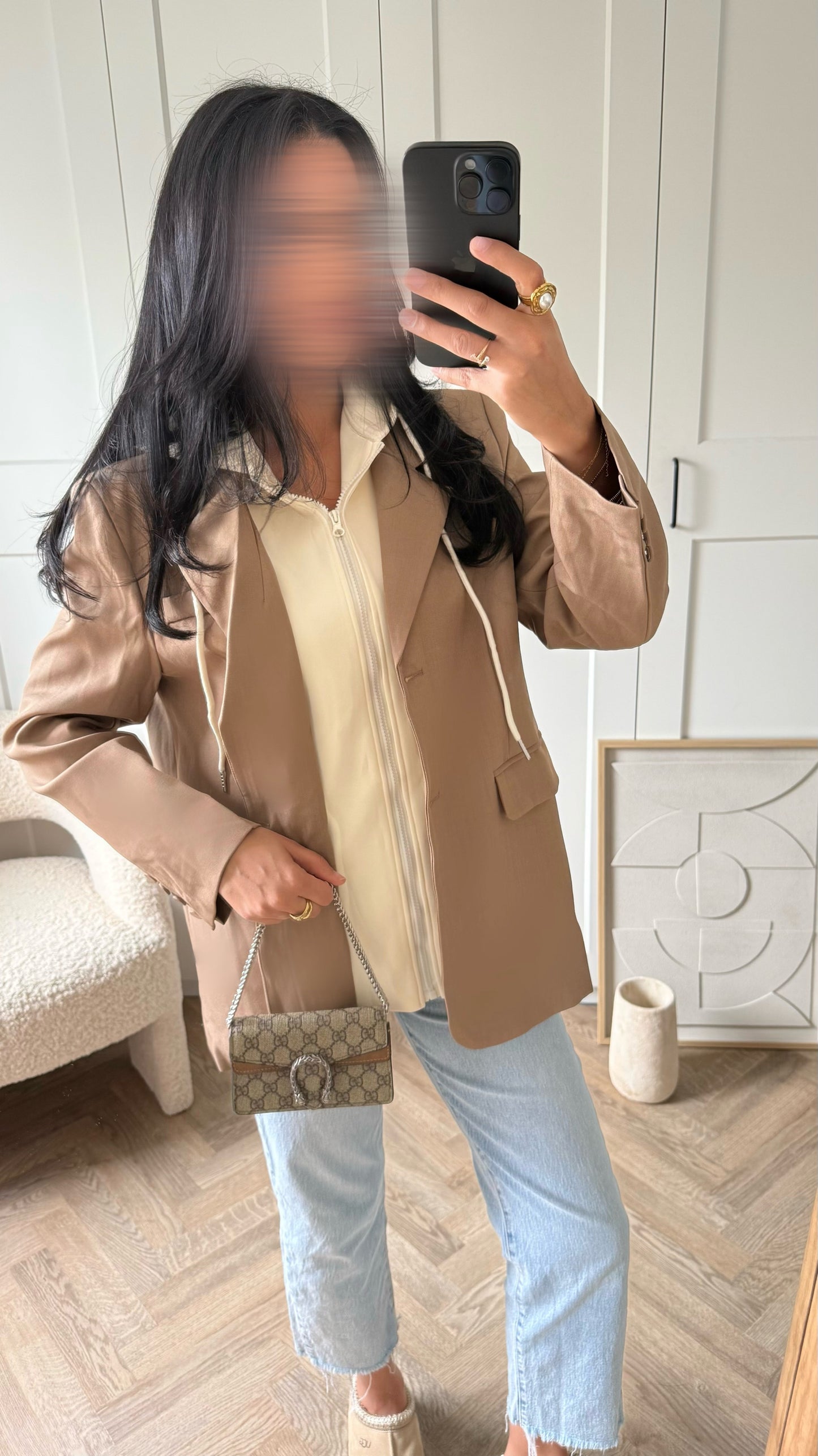 Blazer capuche intégrée premium | Taupe