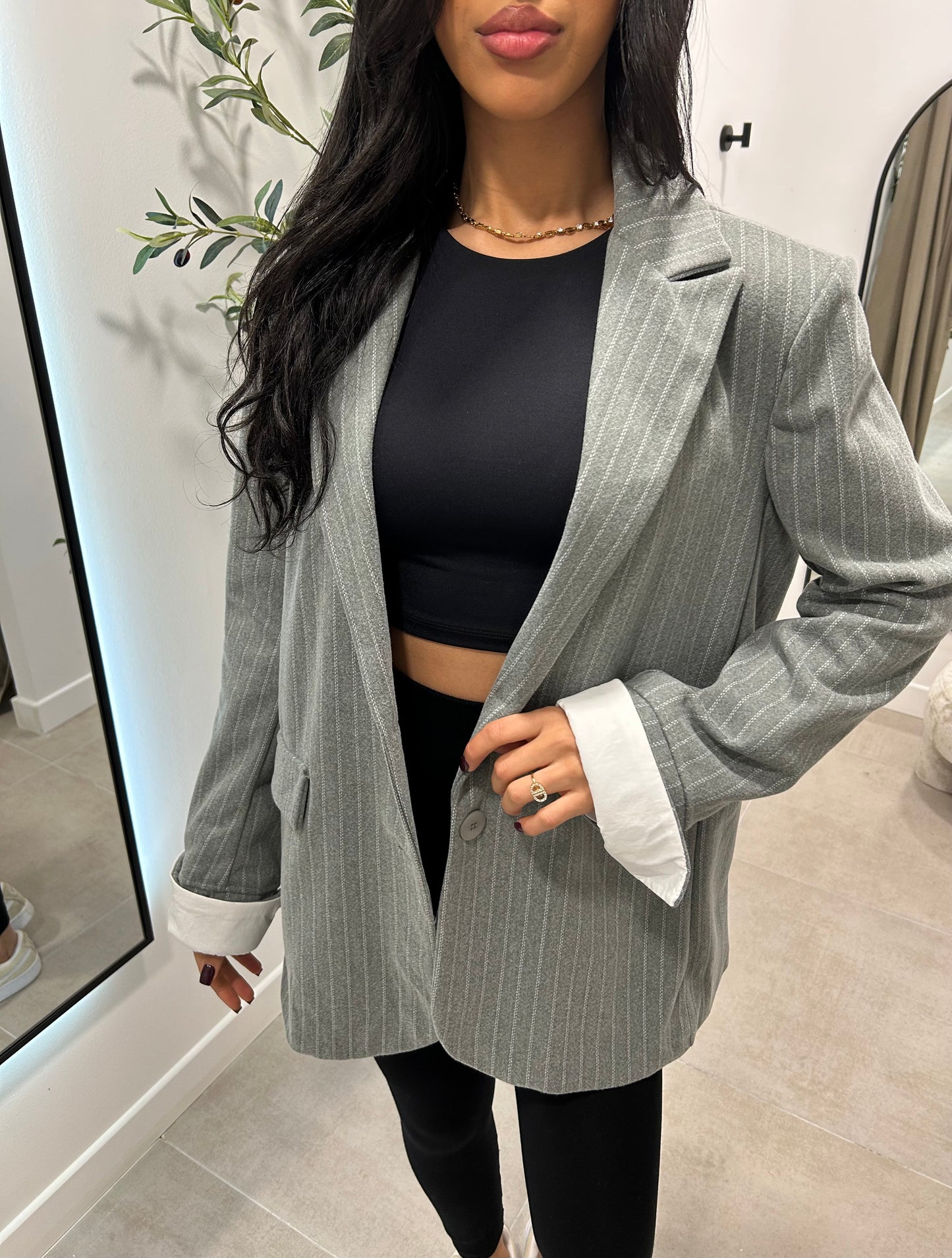 Blazer rayures chemise gris