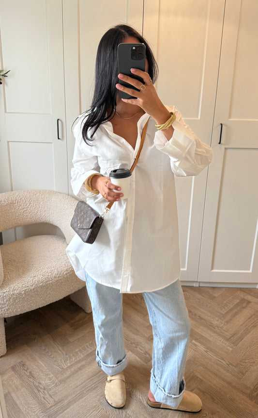 Chemise longue oversize | Blanc