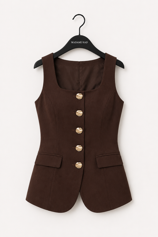 Top bouton doré | Chocolat