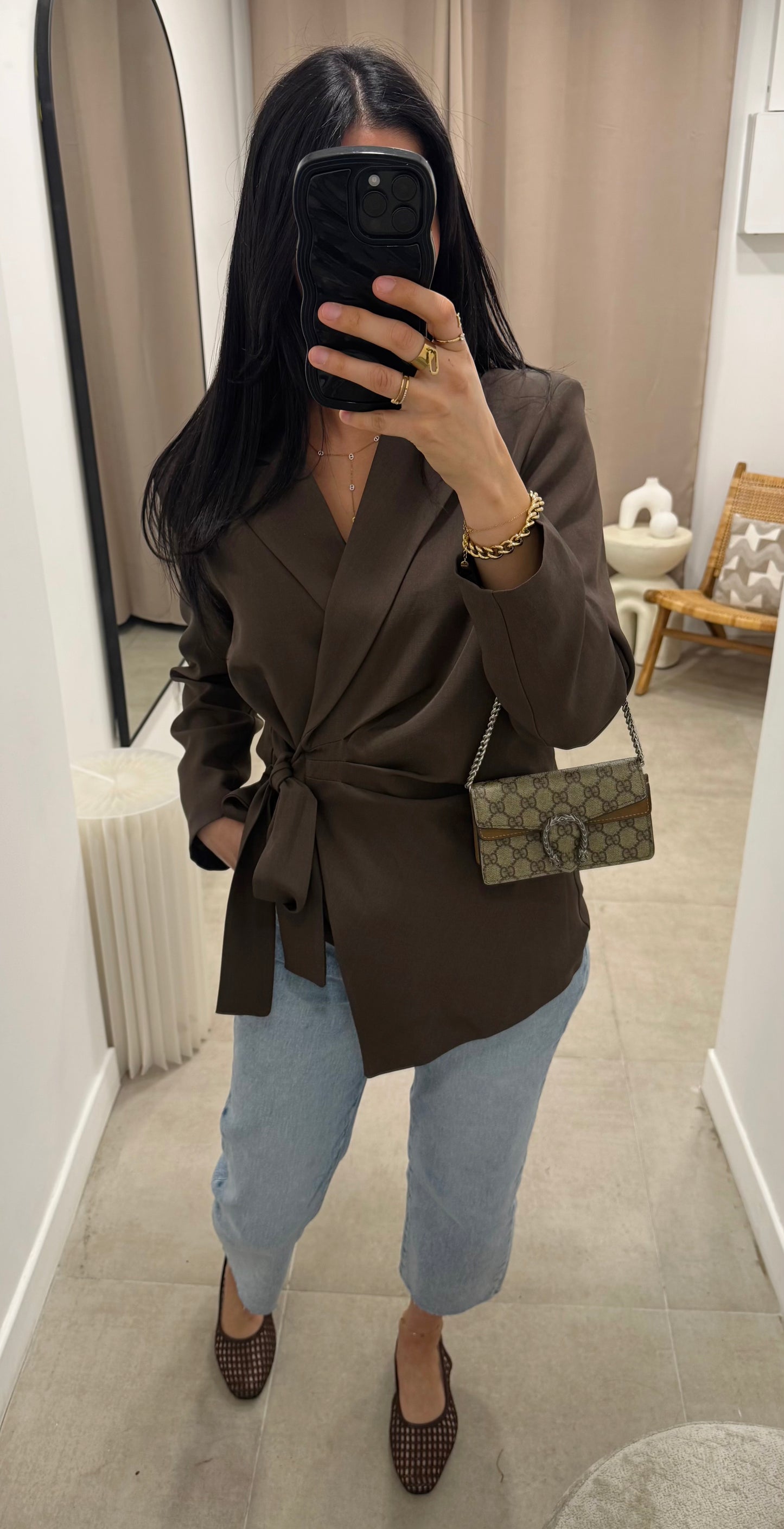 Veste blazer cache cœur | Chocolat