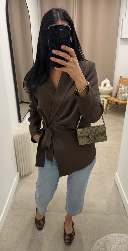 Veste blazer cache cœur | Chocolat