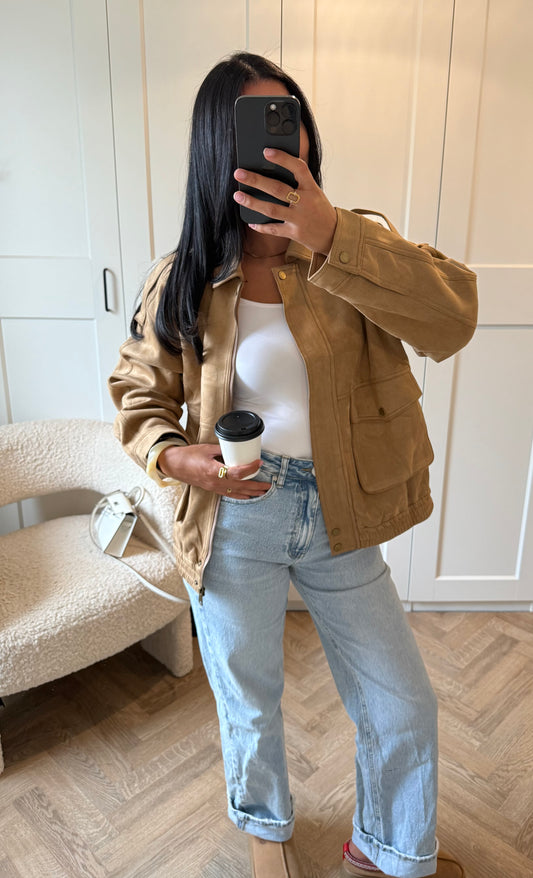 Veste suedine oversize | Camel