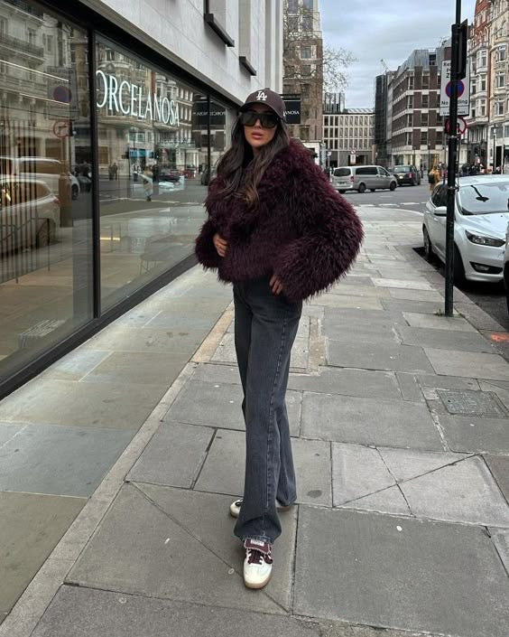 Veste texture teddy | Bordeaux