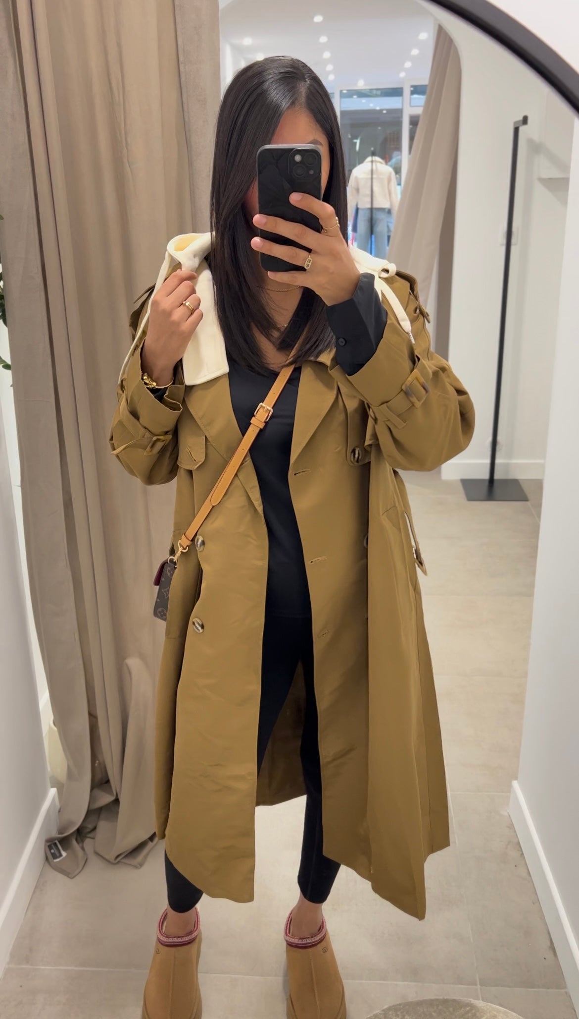 Trench camel capuche amovible