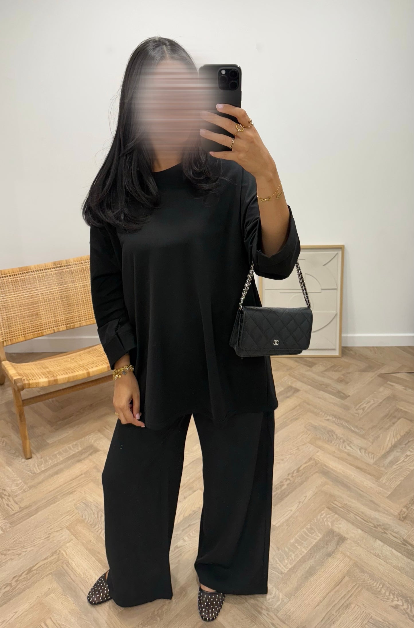 T-shirt long 100% coton | Noir