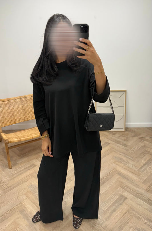 T-shirt long 100% coton | Noir