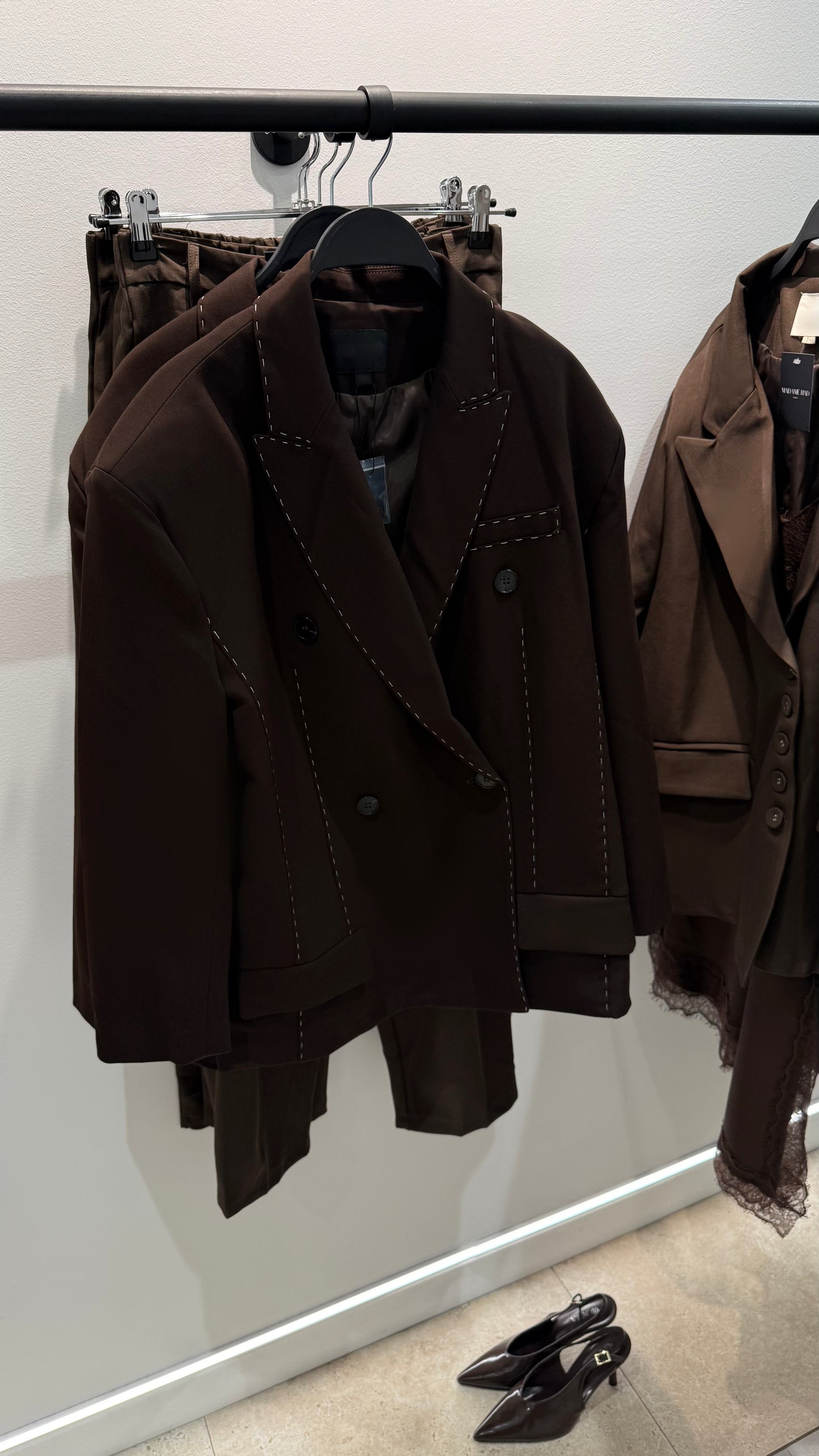 Blazer oversize à surpiqûres contrastées ZARA | Chocolat